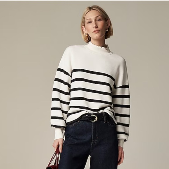 J crew Heritage terry mockneck sweatshirt in stripe - Picture 2 of 6